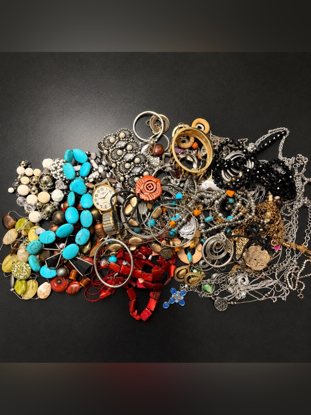 Mixed Costume Jewelry Lot Necklaces Earrings Bracelets Pendants Beads 3+ Lbs